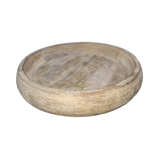 12" Whitewashed Shallow Decorative Wood Bowl by Ashland®